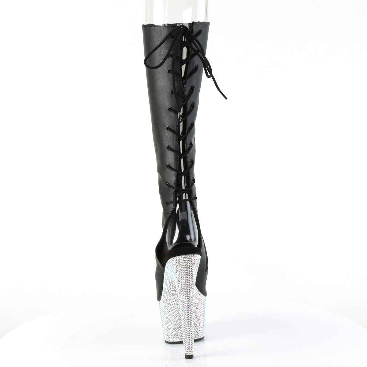 【PLEASER】BEJEWELED-2018-7 プラットフォームシューズ Blk Faux Leather/Slv AB RS【取寄】