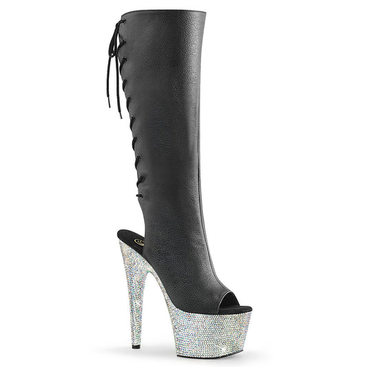 【PLEASER】BEJEWELED-2018-7 シューズ Blk Faux Leather/Slv AB RS【取寄】