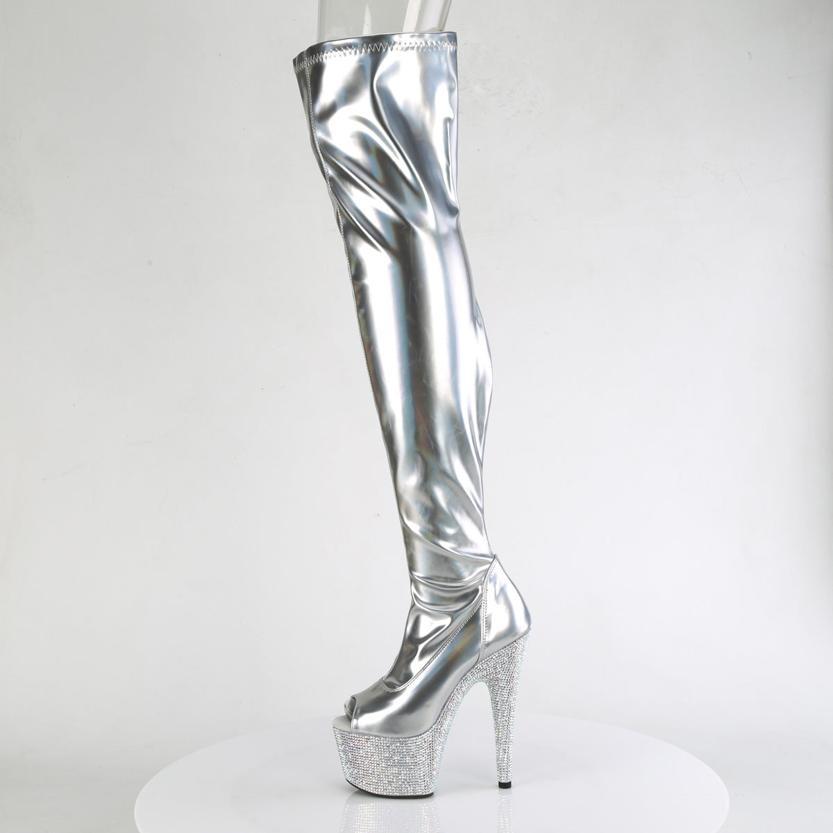 【PLEASER】BEJEWELED-3011-7 シューズ Slv Str Holo Pat/Slv AB RS【取寄】