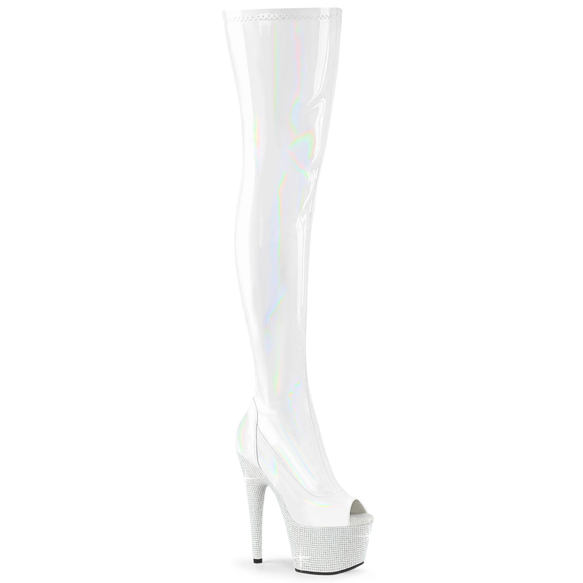 【PLEASER】BEJEWELED-3011-7 シューズ Wht Str Holo Pat/Wht RS【取寄】