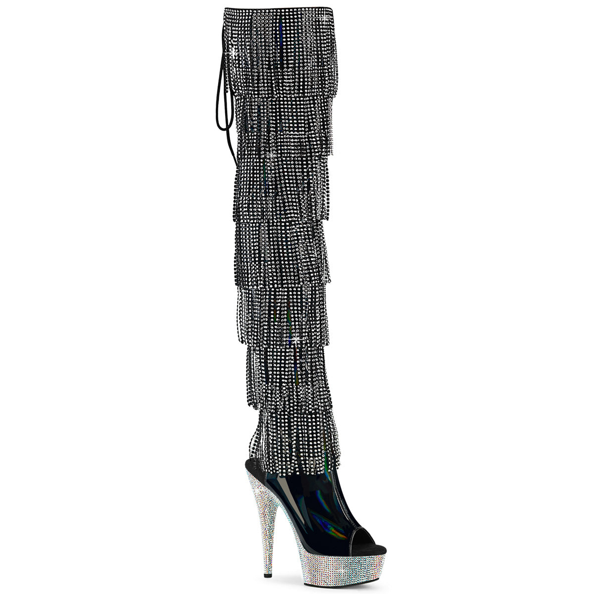 【PLEASER】BEJEWELED-3017HG-RSF シューズ Blk Holo Pat/Slv AB RS【取寄】