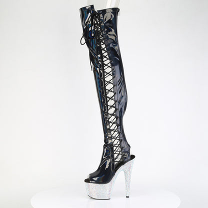 【PLEASER】BEJEWELED-3052HG-7 プラットフォームシューズ Blk Holo Pat/Slv Multi RS【取寄】