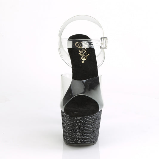 【PLEASER】BEJEWELED-708DM シューズ Clr/Blk RS【取寄】