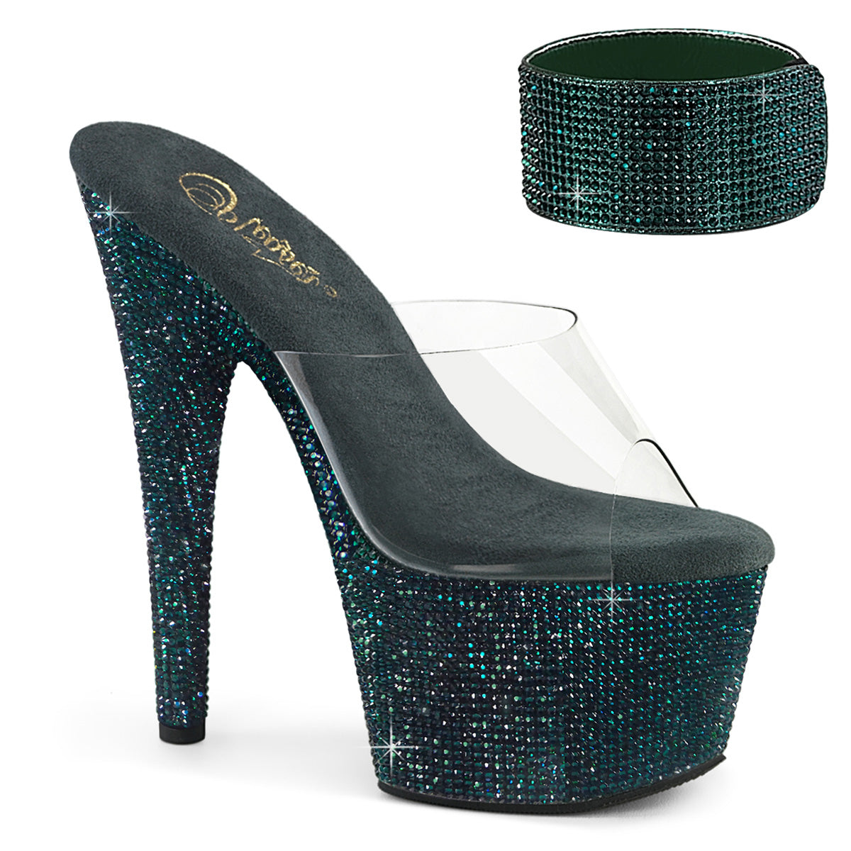 【PLEASER】BEJEWELED-712RS シューズ Clr/Emerald Green RS【取寄】