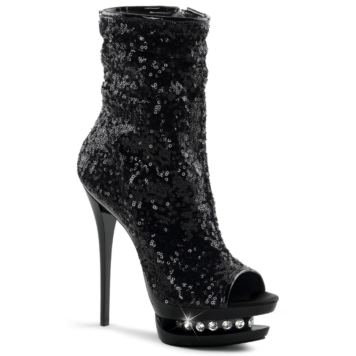 【PLEASER】BLONDIE-R-1008 プラットフォームシューズ Blk Sequins/Blk【取寄】