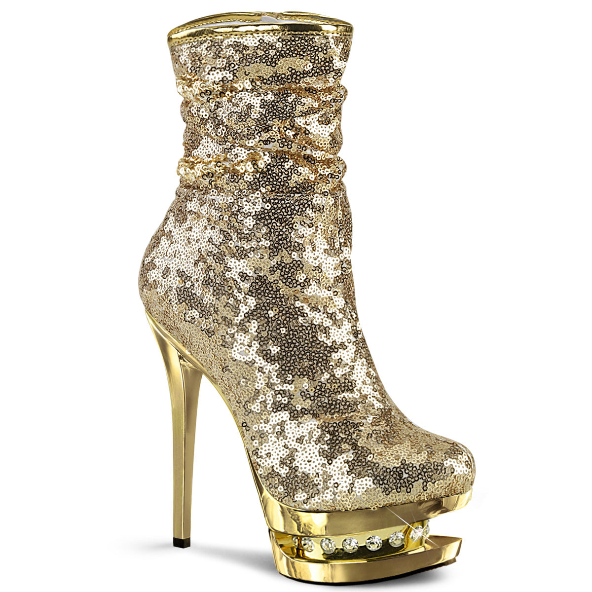 【PLEASER】BLONDIE-R-1009 プラットフォームシューズ Gold Sequins/Gold Chrome【取寄】