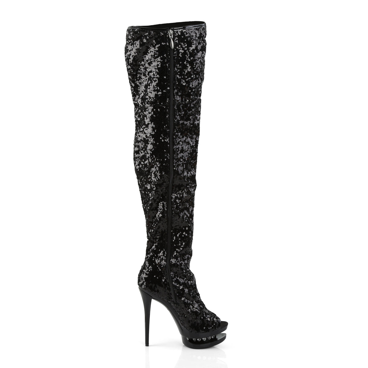 【PLEASER】BLONDIE-R-3011 プラットフォームシューズ Blk Sequins/Blk【取寄】