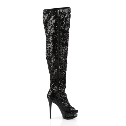 【PLEASER】BLONDIE-R-3011 プラットフォームシューズ Blk Sequins/Blk【取寄】