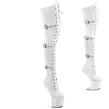 【PLEASER】CRAZE-3028 プラットフォームシューズ Wht Str. Pat/Wht【取寄】