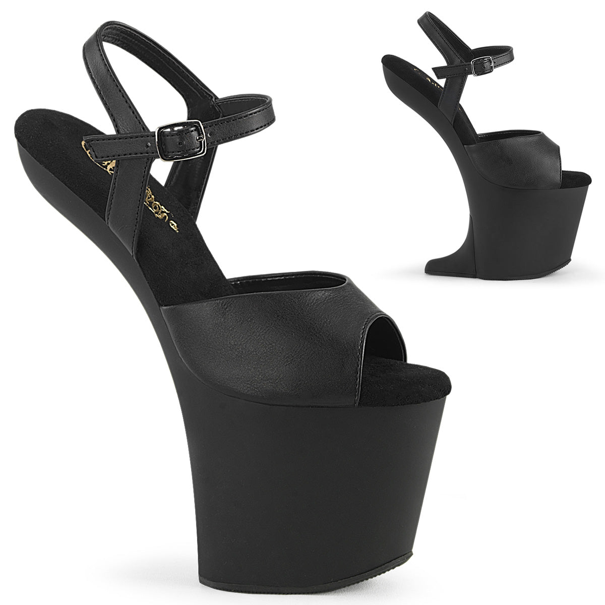 【PLEASER】CRAZE-809 シューズ Blk Faux Leather/Blk Matte【取寄】