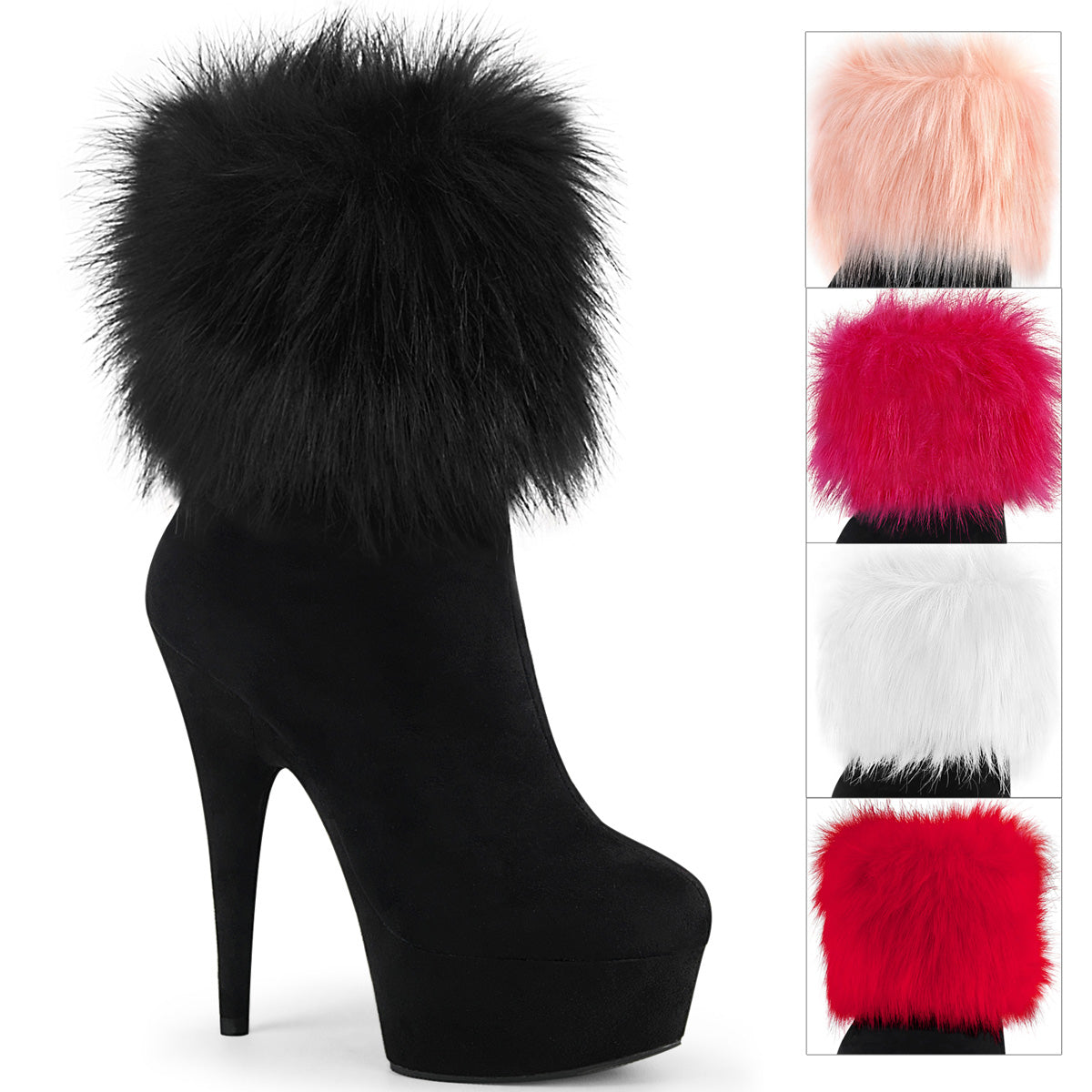 【PLEASER】DELIGHT-1000 シューズ Blk Faux Suede/Blk Faux Suede【取寄】