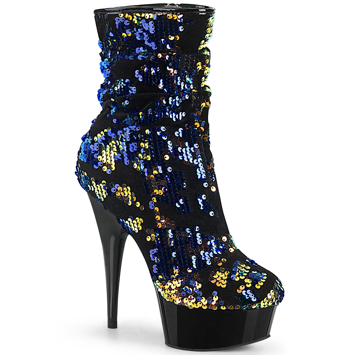 【PLEASER】DELIGHT-1004 シューズ Blue Iridescent Sequins/Blk【取寄】
