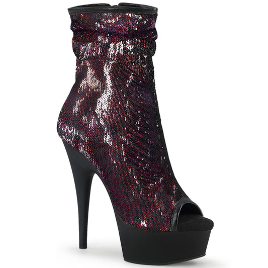 【PLEASER】DELIGHT-1008SQ シューズ Burgundy Sequins/Blk Matte【取寄】
