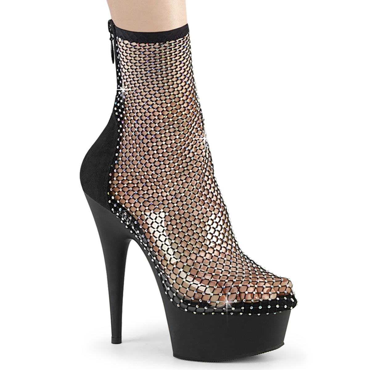 【PLEASER】DELIGHT-1009 プラットフォームシューズ Blk Faux Suede-RS Mesh/Blk Matte【取寄】