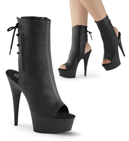 【PLEASER】DELIGHT-1018 プラットフォームシューズ Blk Faux Leather/Blk【取寄】