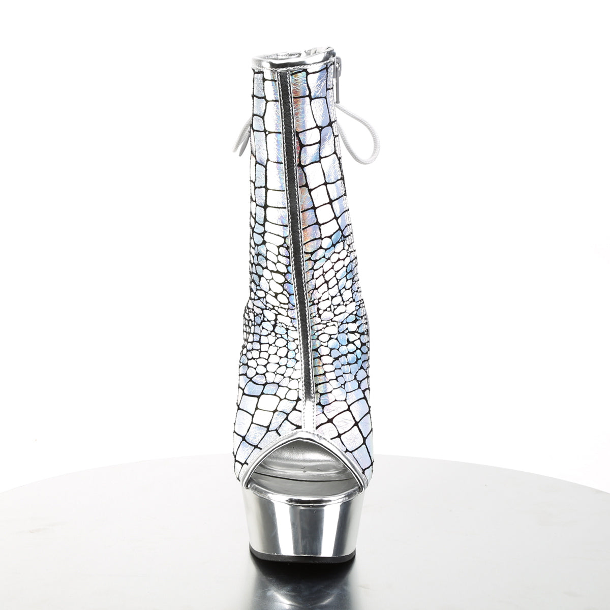 【PLEASER】DELIGHT-1018HG プラットフォームシューズ Slv Hologram Ostrich Pu/Slv Chrome【取寄】