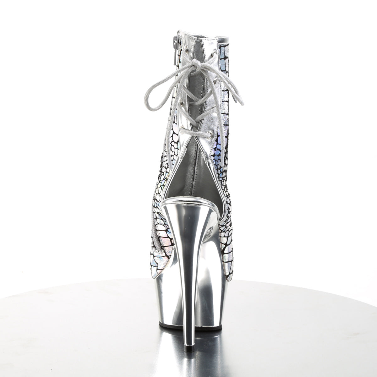 【PLEASER】DELIGHT-1018HG プラットフォームシューズ Slv Hologram Ostrich Pu/Slv Chrome【取寄】