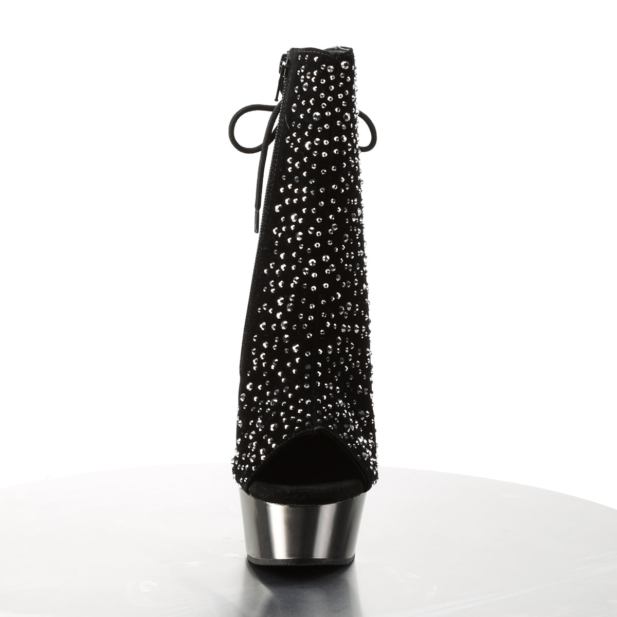 【PLEASER】DELIGHT-1018RS シューズ Blk Velvet-Pewter RS/ Pewter Chrome【取寄】