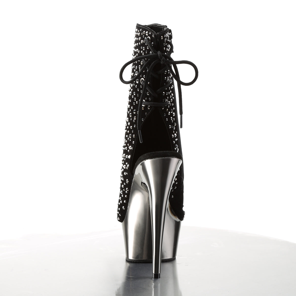 【PLEASER】DELIGHT-1018RS プラットフォームシューズ Blk Velvet-Pewter RS/ Pewter Chrome【取寄】