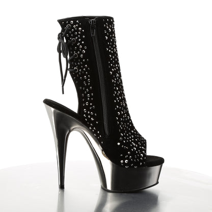 【PLEASER】DELIGHT-1018RS シューズ Blk Velvet-Pewter RS/ Pewter Chrome【取寄】