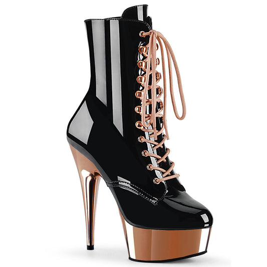 【PLEASER】DELIGHT-1020 プラットフォームシューズ Blk Pat/Rose Gold Chrome【取寄】