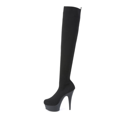【PLEASER】DELIGHT-3002-1 プラットフォームシューズ Blk Stretch Knit Fabric/Blk Matte【取寄】