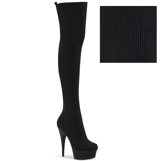 【PLEASER】DELIGHT-3002-1 プラットフォームシューズ Blk Stretch Knit Fabric/Blk Matte【取寄】