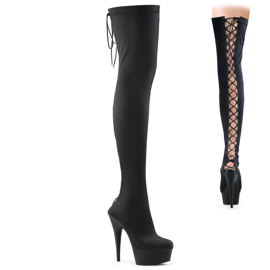 【PLEASER】DELIGHT-3003 プラットフォームシューズ Blk Lycra/Blk Matte【取寄】