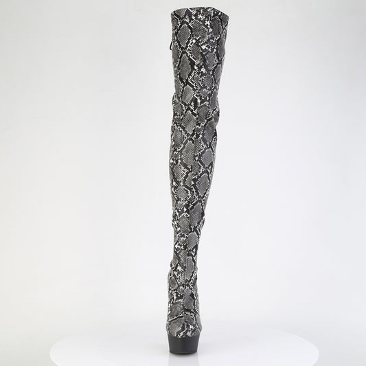【PLEASER】DELIGHT-3008SP-BT プラットフォームシューズ Grey-Blk Snake Print/Blk Matte【取寄】
