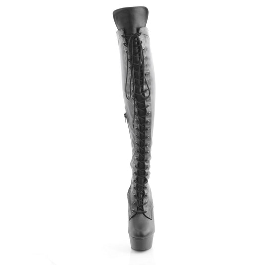 【PLEASER】DELIGHT-3014 プラットフォームシューズ Blk Str. Faux Leather/Blk Matte【取寄】