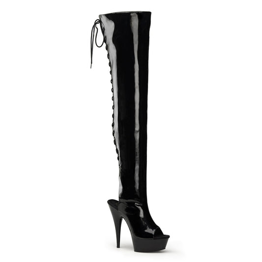 【PLEASER】DELIGHT-3017 シューズ Blk Str Pat/Blk【取寄】
