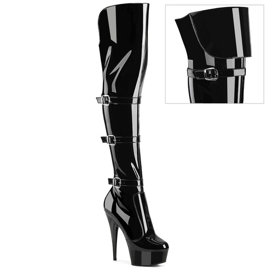 【PLEASER】DELIGHT-3018 プラットフォームシューズ Blk Str. Pat/Blk【取寄】