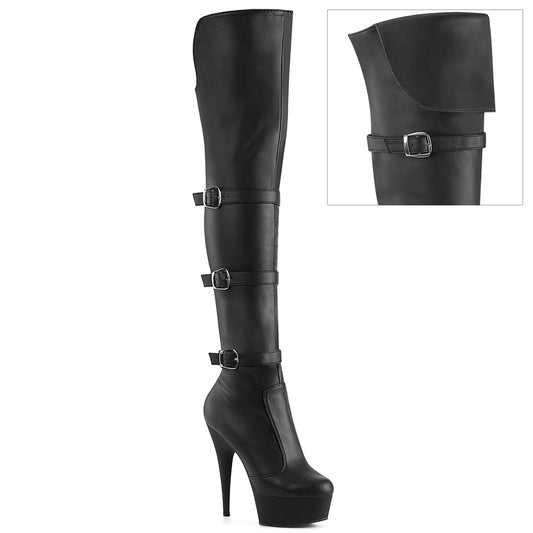 【PLEASER】DELIGHT-3018 プラットフォームシューズ Blk Str. Faux Leather/Blk Matte【取寄】