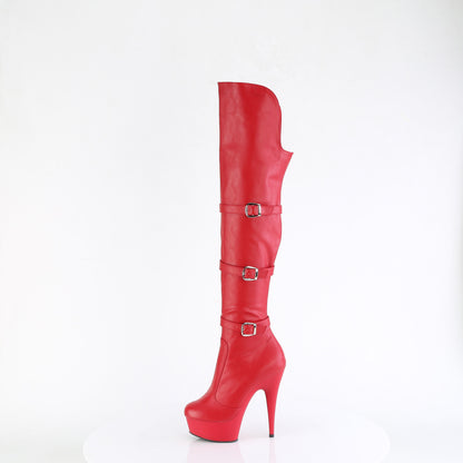 【PLEASER】DELIGHT-3018 シューズ Red Str. Faux Leather/Red Matte【取寄】