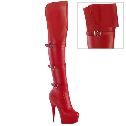 【PLEASER】DELIGHT-3018 プラットフォームシューズ Red Str. Faux Leather/Red Matte【取寄】
