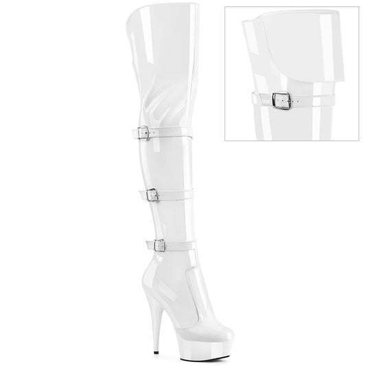 【PLEASER】DELIGHT-3018 プラットフォームシューズ Wht Str. Pat/Wht【取寄】