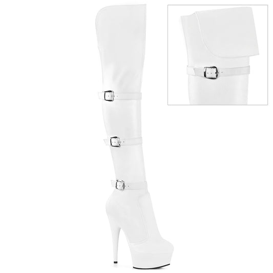 【PLEASER】DELIGHT-3018 プラットフォームシューズ Wht Str. Faux Leather/Wht Matte【取寄】