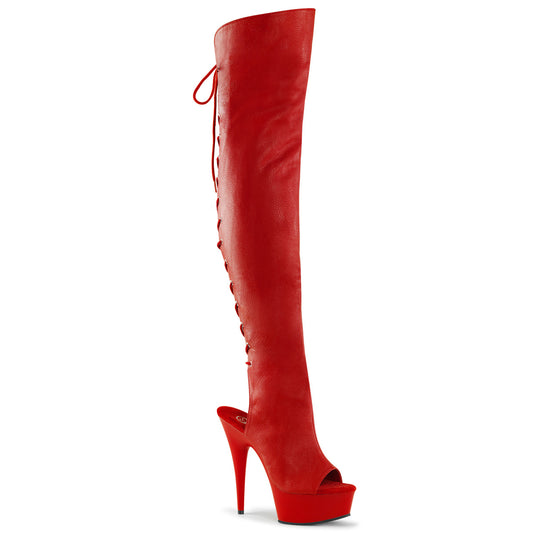 【PLEASER】DELIGHT-3019 プラットフォームシューズ Red Faux Leather/Red Matte【取寄】