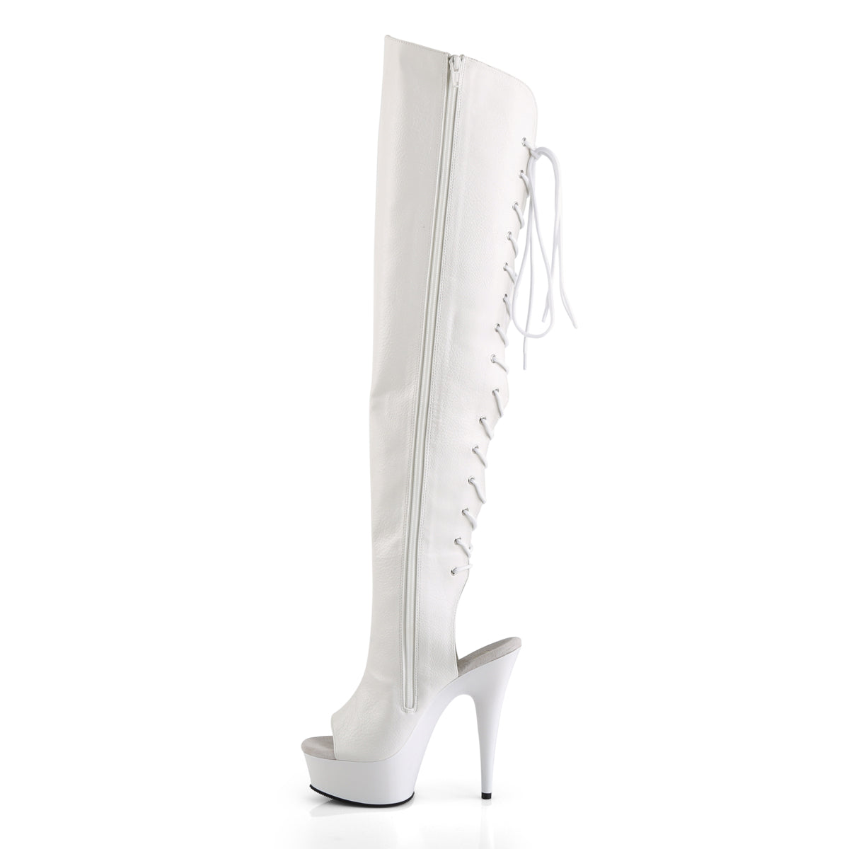 【PLEASER】DELIGHT-3019 プラットフォームシューズ Wht Faux Leather/Wht【取寄】