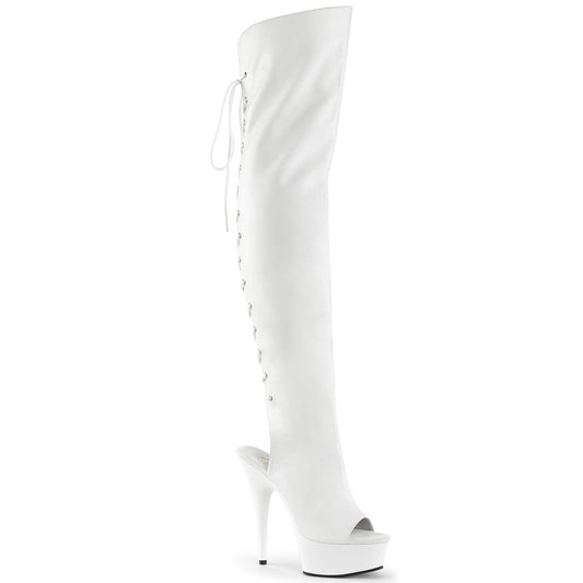 【PLEASER】DELIGHT-3019 プラットフォームシューズ Wht Faux Leather/Wht【取寄】