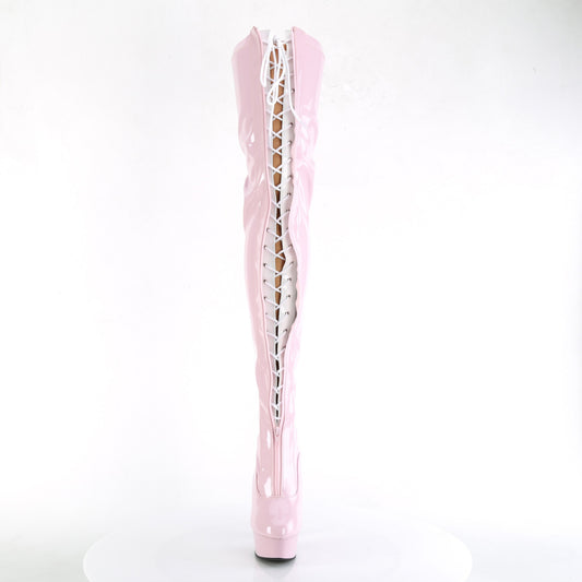【PLEASER】DELIGHT-3027 プラットフォームシューズ B. Pink-Wht Str. Pat/B. Pink【取寄】