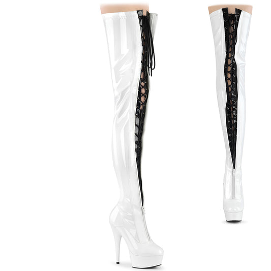 【PLEASER】DELIGHT-3027 プラットフォームシューズ Wht-Blk Str. Pat/Wht【取寄】