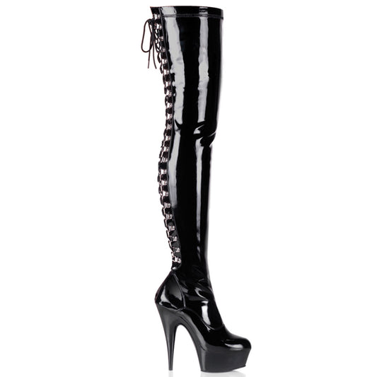 【PLEASER】DELIGHT-3063 プラットフォームシューズ Blk Str Pat/Blk【取寄】