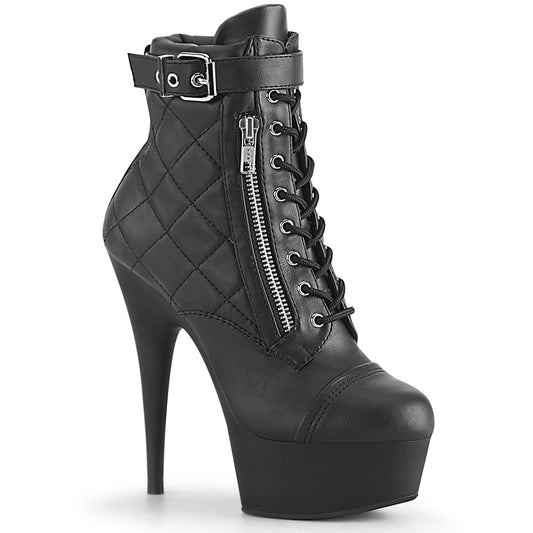 【PLEASER】DELIGHT-600-05 プラットフォームシューズ Blk Faux Leather/Blk Matte【取寄】
