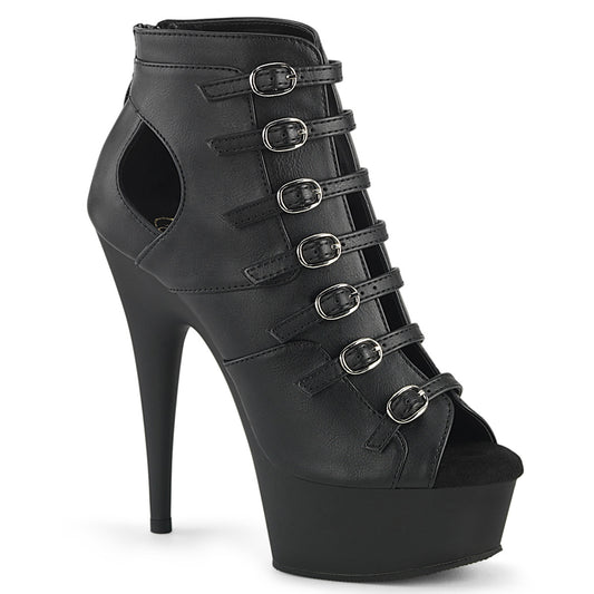 【PLEASER】DELIGHT-600-11 プラットフォームシューズ Blk Faux Leather/Blk Matte【取寄】