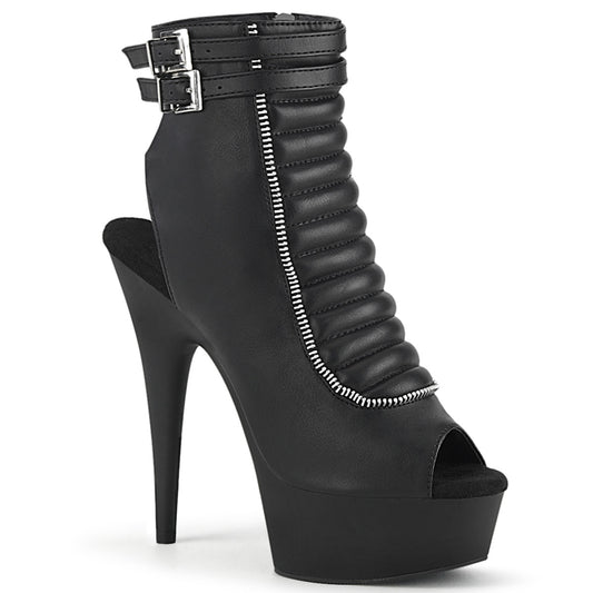【PLEASER】DELIGHT-600-18 プラットフォームシューズ Blk Faux Leather/Blk Matte【取寄】