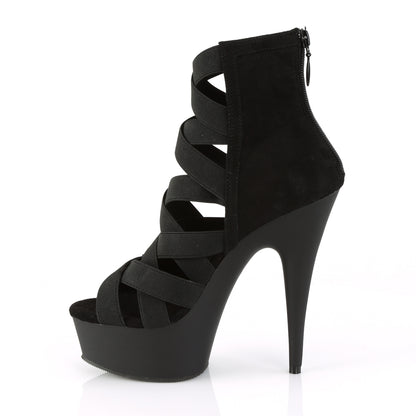 【PLEASER】DELIGHT-600-24 シューズ Blk Elastic Band-Faux Suede/Blk Matte【取寄】