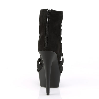 【PLEASER】DELIGHT-600-24 シューズ Blk Elastic Band-Faux Suede/Blk Matte【取寄】