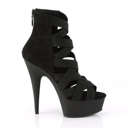 【PLEASER】DELIGHT-600-24 プラットフォームシューズ Blk Elastic Band-Faux Suede/Blk Matte【取寄】