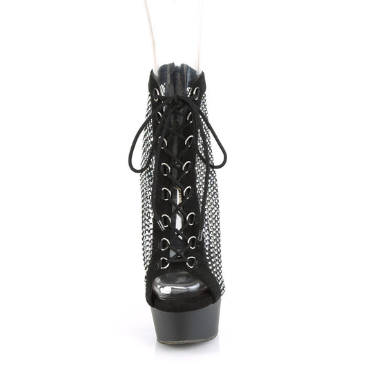 【PLEASER】DELIGHT-600-33RM プラットフォームシューズ Blk Faux Suede-RS Mesh/Blk Matte【取寄】